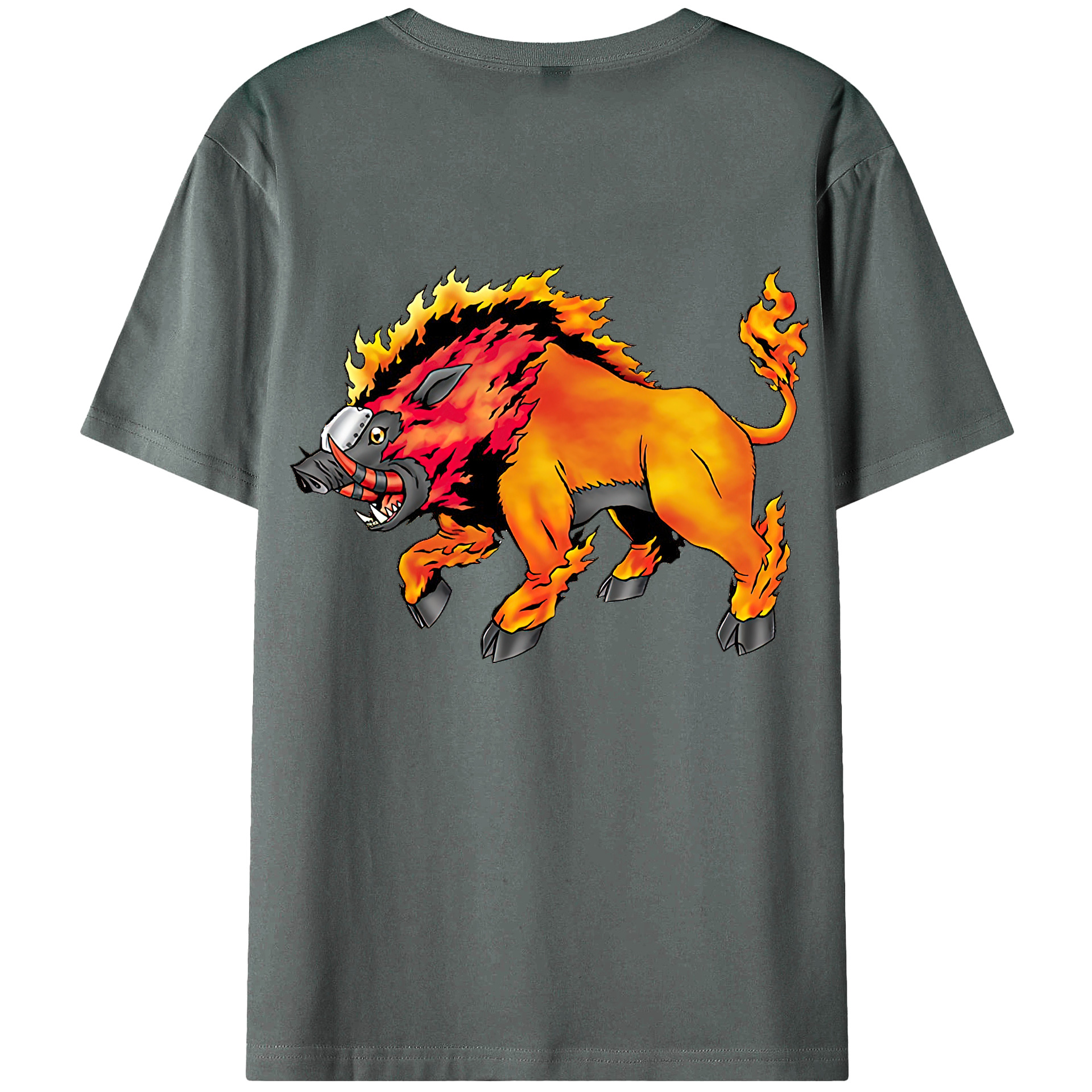 （画像用） Digimon デジタルモンスター/デジモン 綿100％ メンズ半袖Tシャツ（バックプリント） 通気性